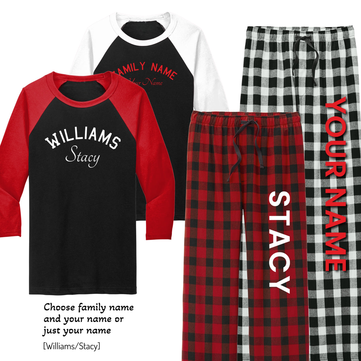 Personalized Long Sleeve Christmas Flannel Pajama Set - Sizes S-3X